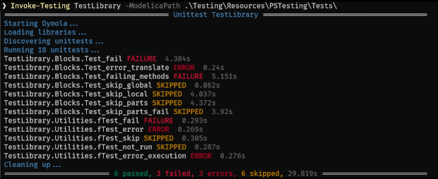 PSTesting console output